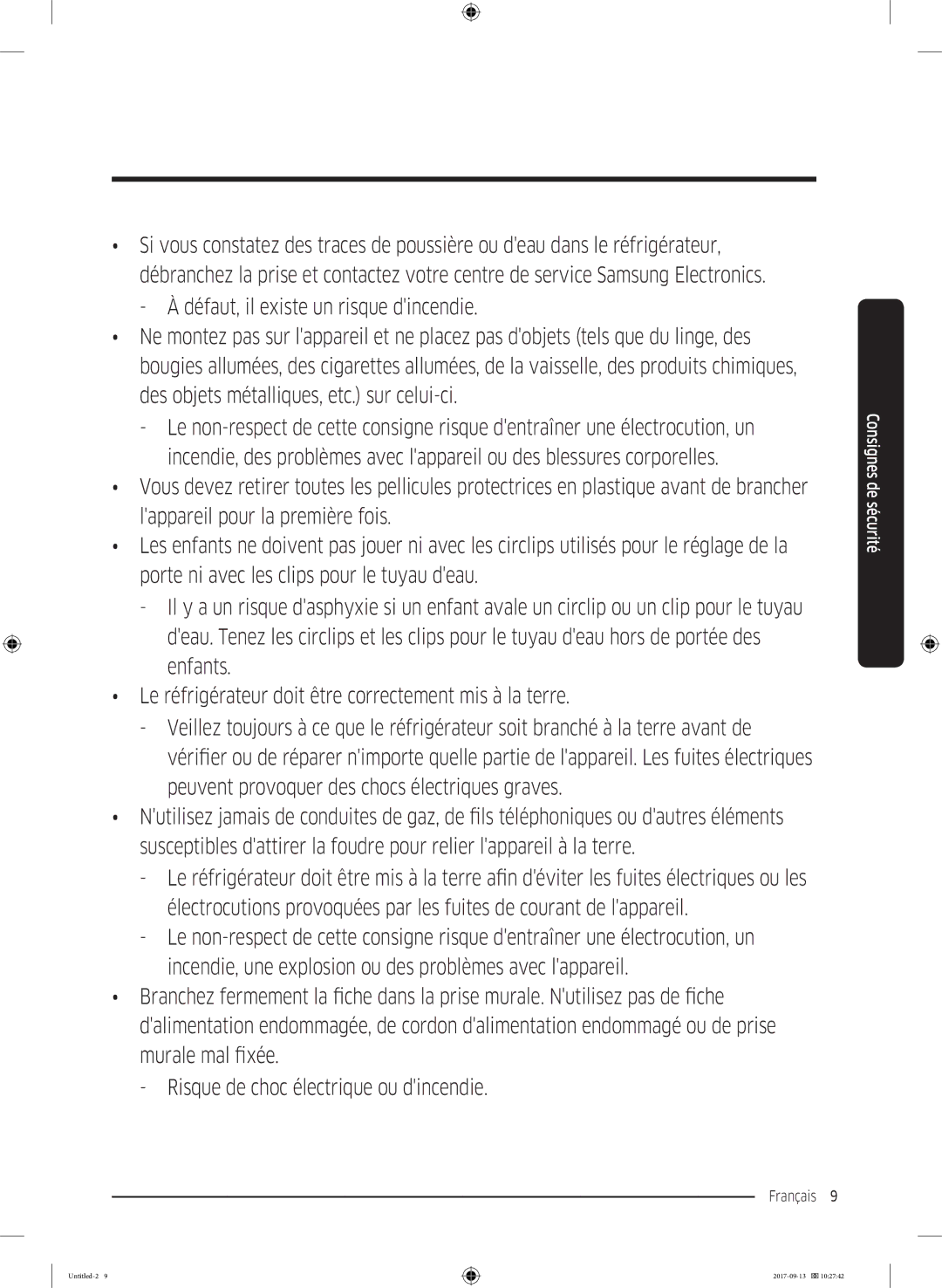 Samsung RS62K6227SL/ZA manual Français 9  